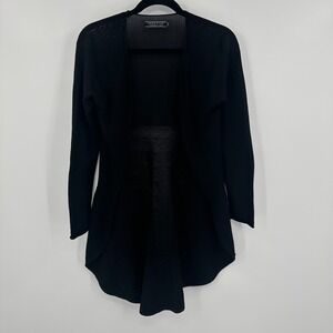 Peruvian Connection Womens XS Black Cotton Mesh Knit Cardigan Sweater Whimsigoth